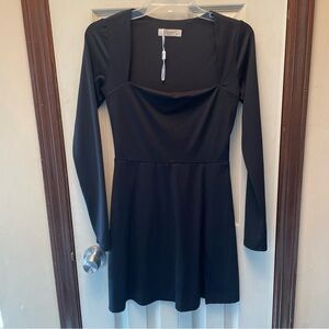 Black Fit and Flare Long Sleeve Cocktail Dress